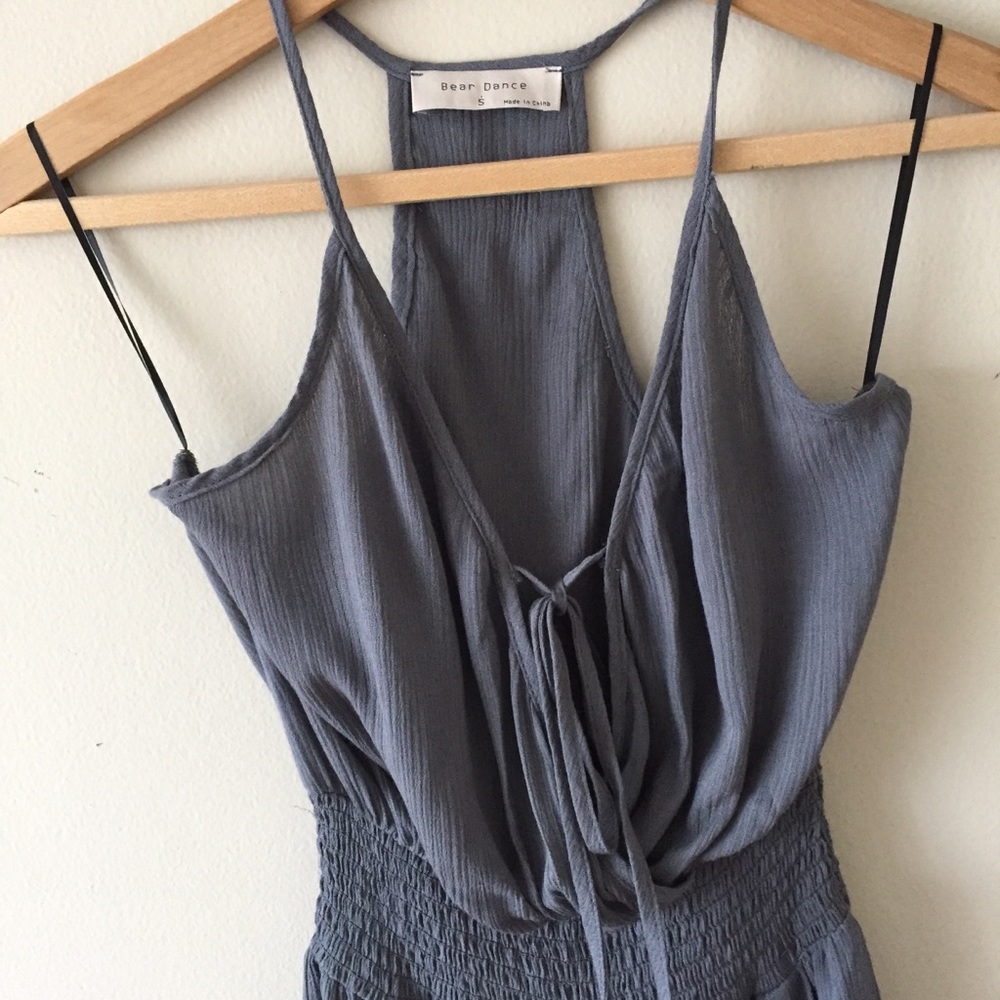 Romper grey smocked pocket romper, festival romper - Picture 3 of 6